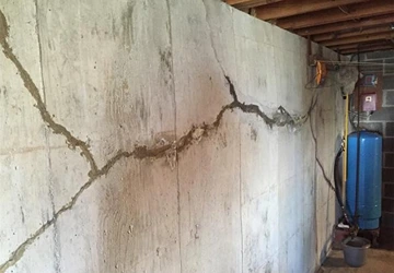 Foundation crack caused by water erosion