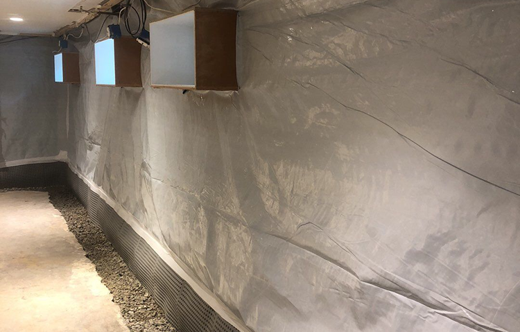 Waterproofed basement with a dampproof vapor barrier services in Red Deer, Alberta